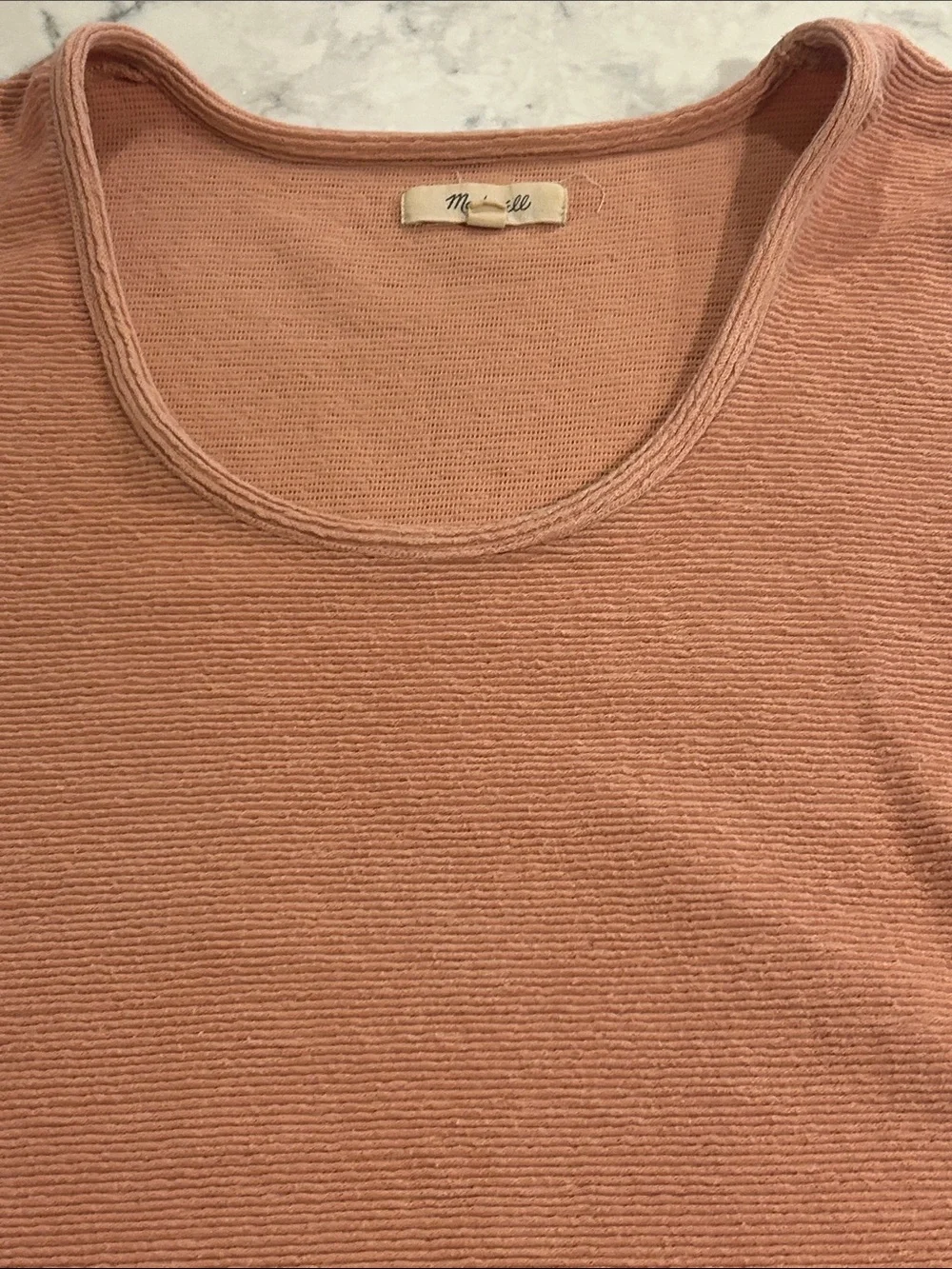 Madewell texture and thread gathered sleeve cropped top Dusty Pink XS ExtraSmall